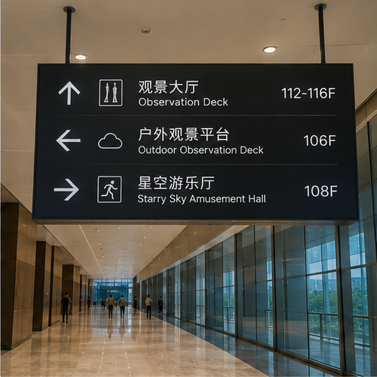 Commercial Building Lobby Directory Signage System with Tenant Information and Wayfinding Directory Display